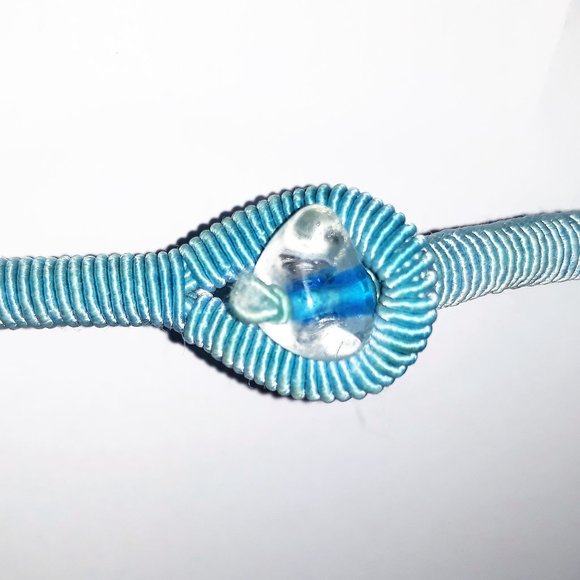 Vintage Blue and Green Beaded Necklace & Clip Earrings - Picture 4 of 7